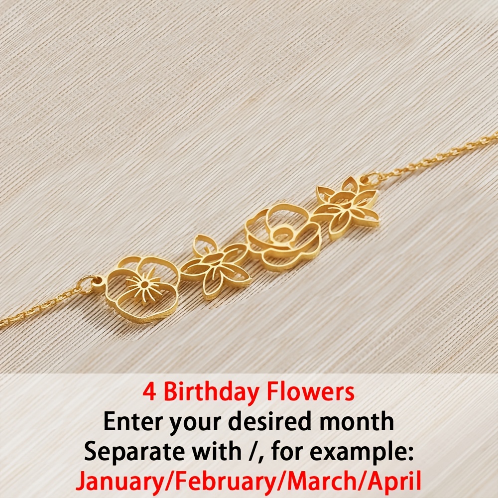Women's 18K Golden Plated Customizable Flower Pendant Necklace